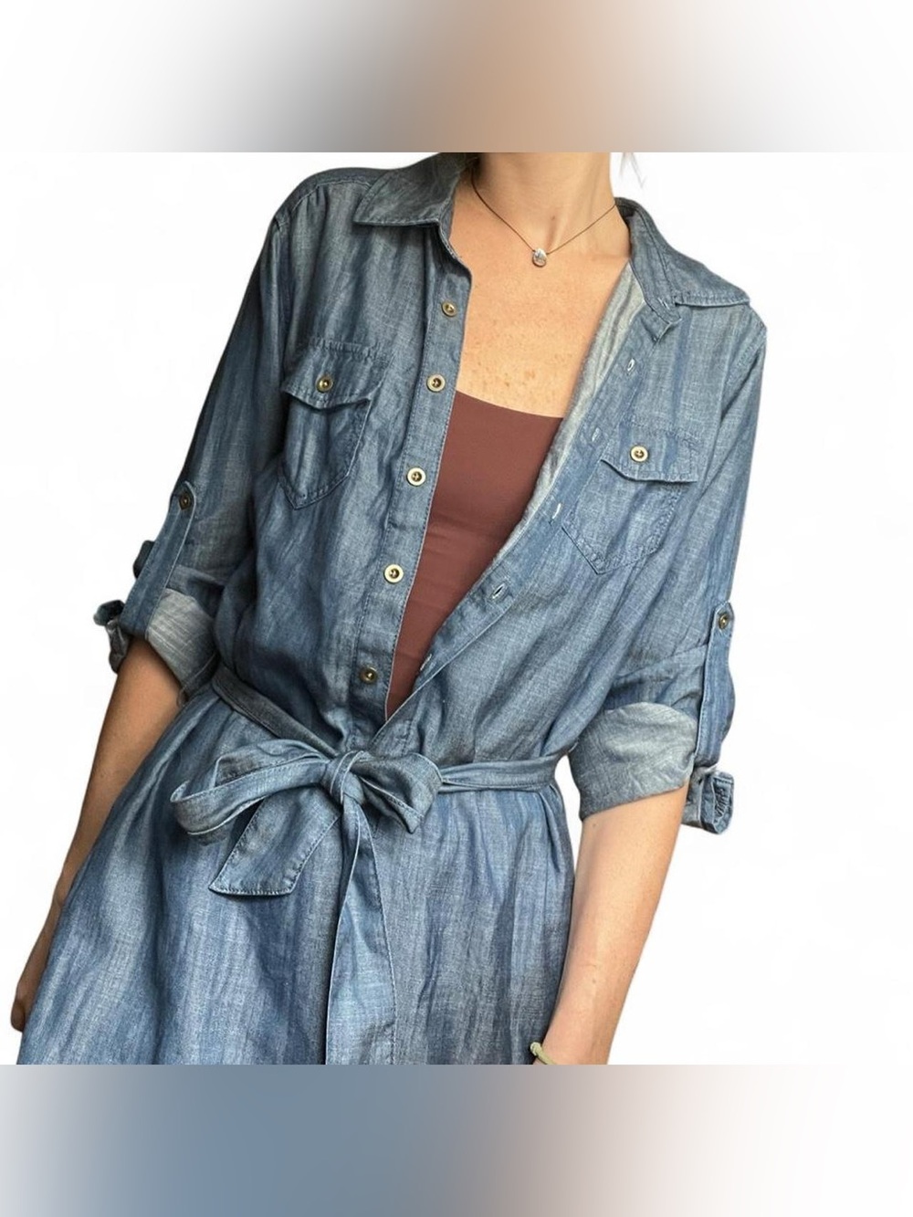 Banana Republic Button-Front Shirt Dress with Waist Tie